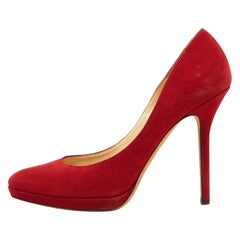 Jimmy Choo Red Suede Aimee Platform Pumps Size 38