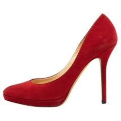 Jimmy Choo Red Suede Aimee Platform Pumps Size 38