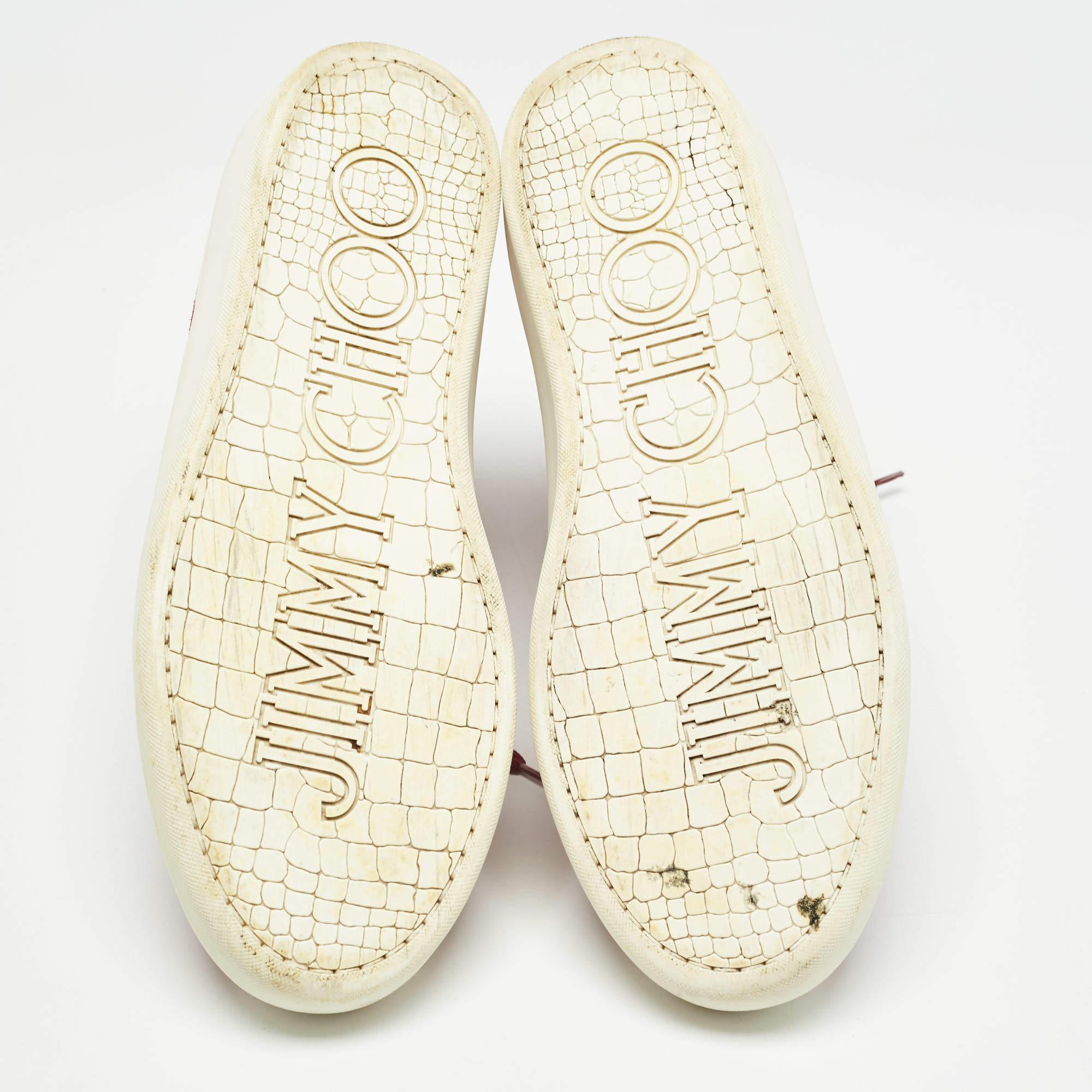 Jimmy Choo - Baskets montantes en daim et vernis rouge - Taille 42,5 en vente 1