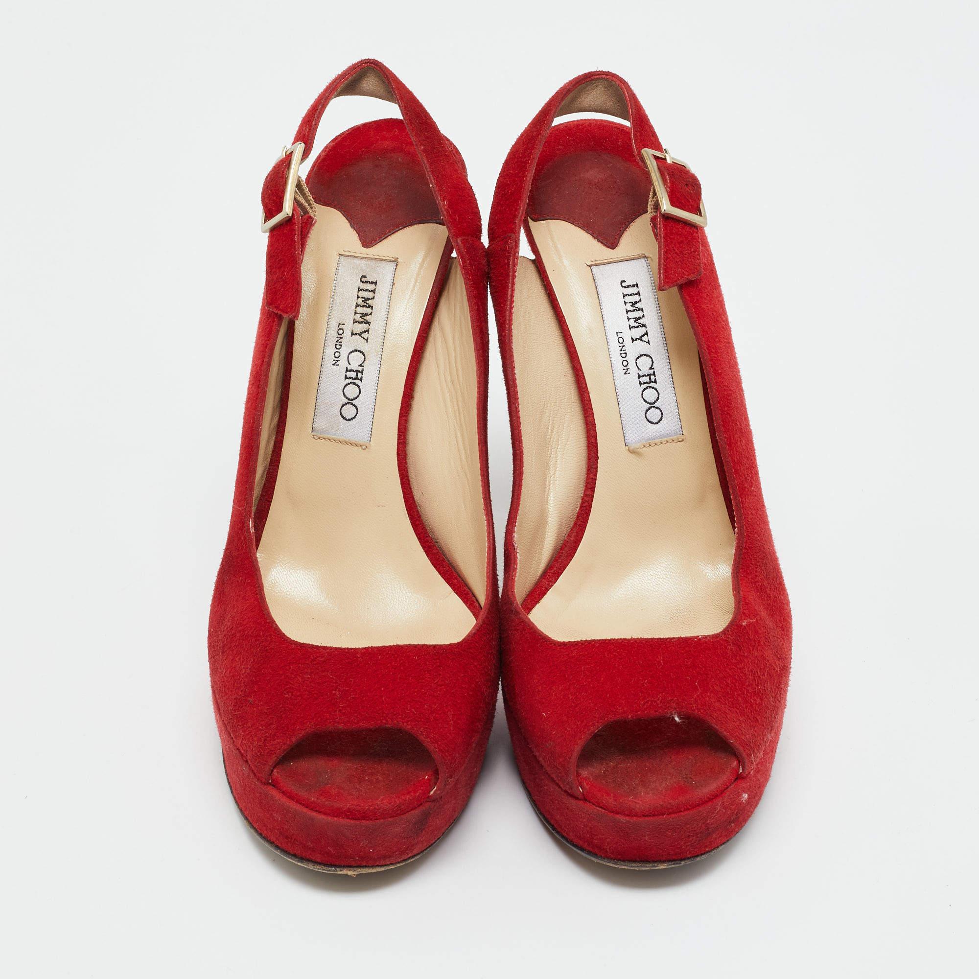 Rosso Jimmy Choo Sandali Lexy in pelle scamosciata rossa taglia 38 in vendita