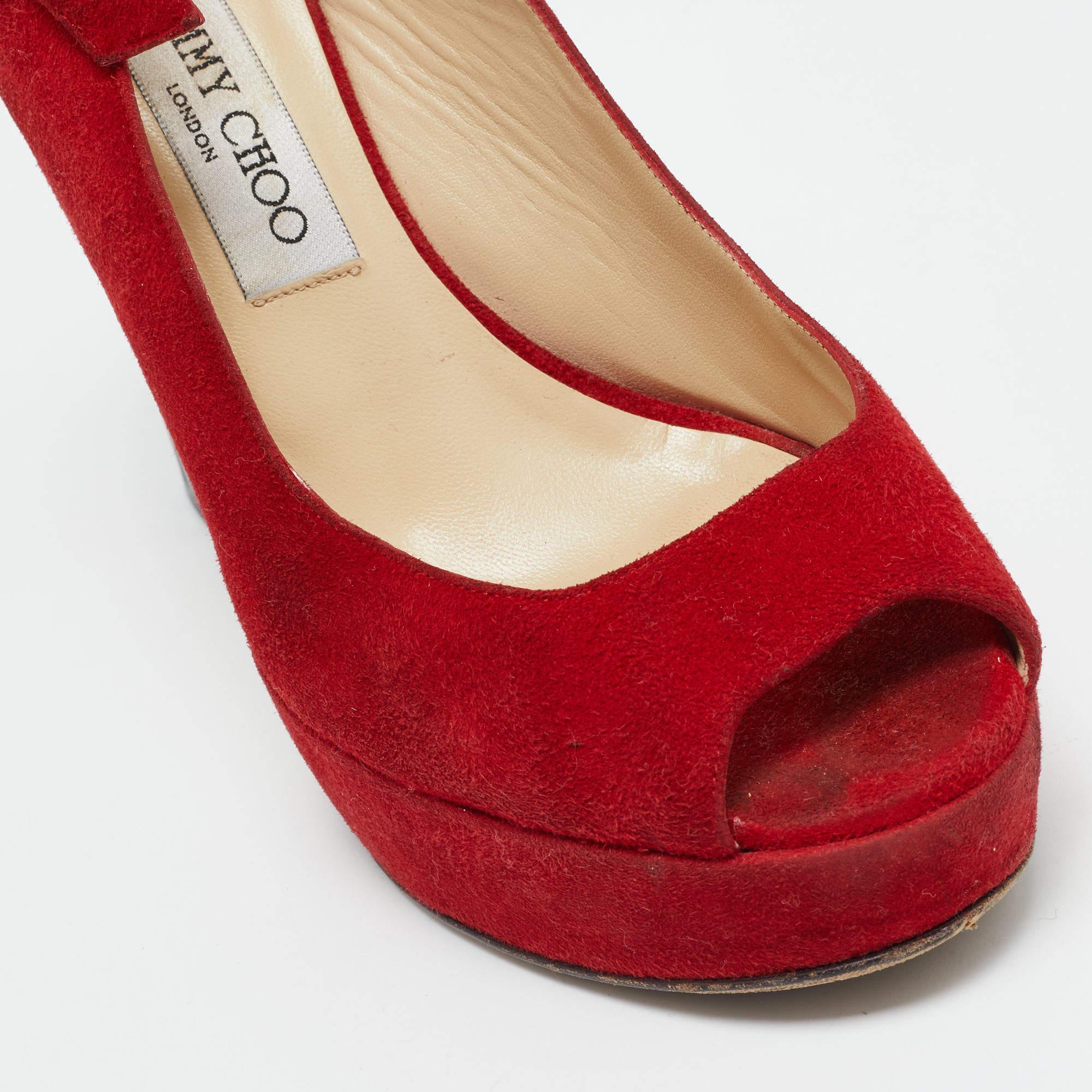 Jimmy Choo Sandali Lexy in pelle scamosciata rossa taglia 38 in vendita 2