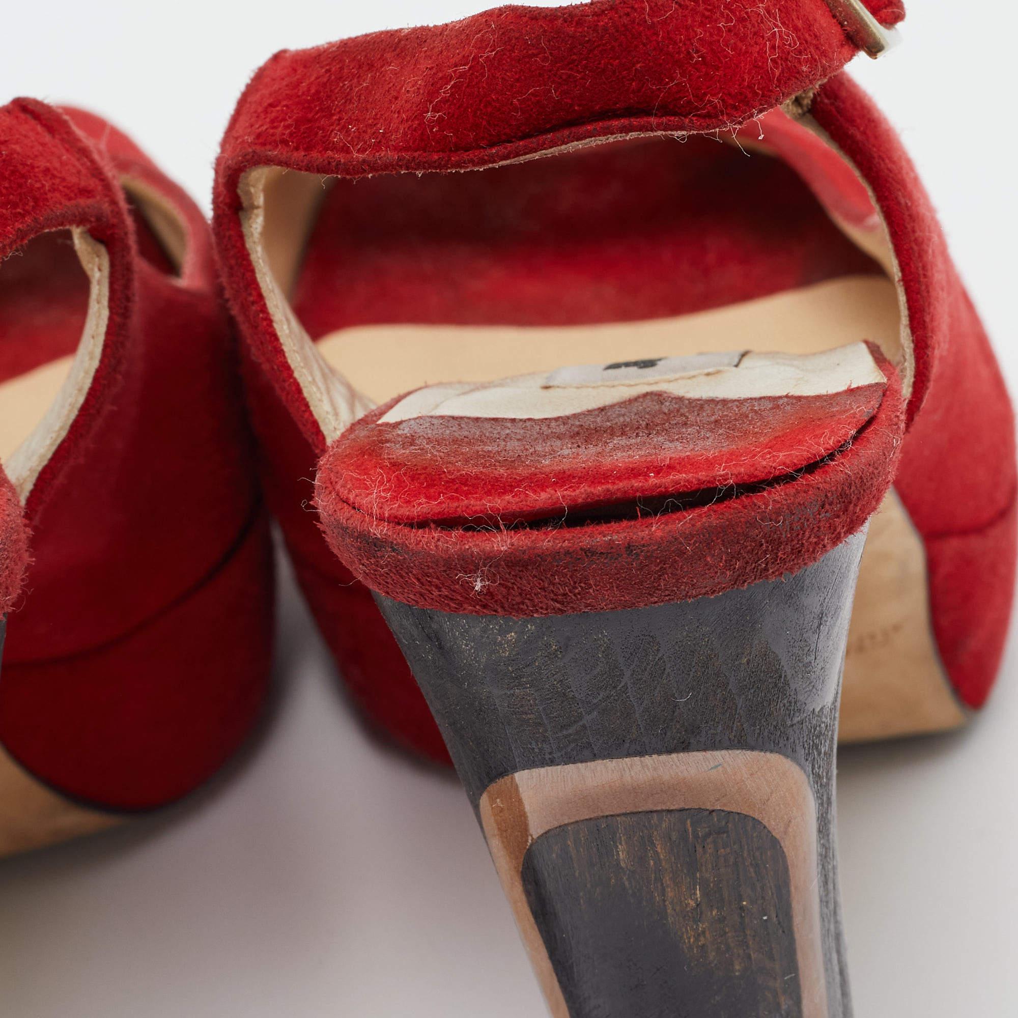 Jimmy Choo Sandali Lexy in pelle scamosciata rossa taglia 38 in vendita 3