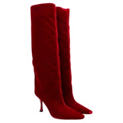 Jimmy Choo Red Velvet Chad Heeled Long Boots