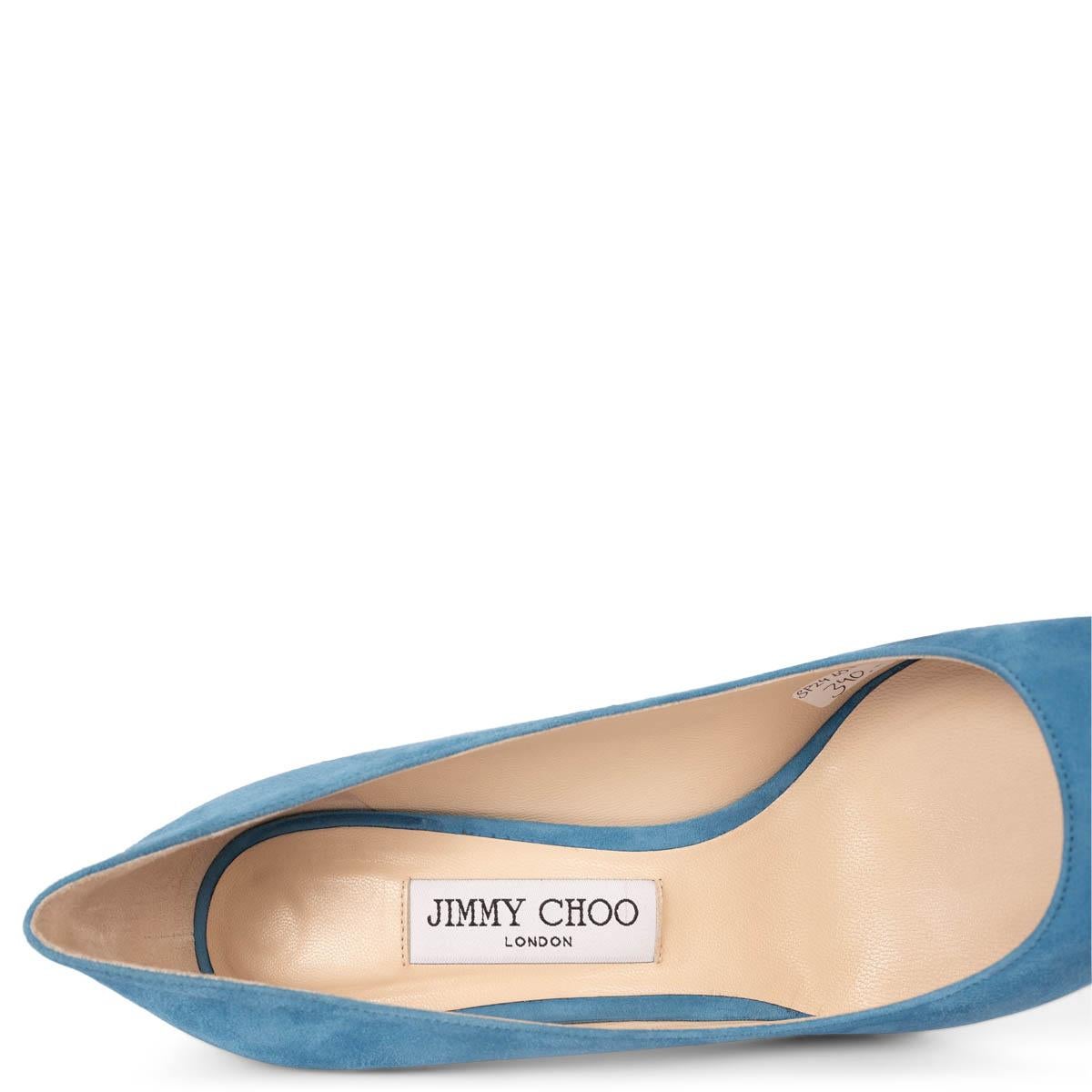 JIMMY CHOO Robot blue suede ROMY 100 Pumps Shoes 38.5 For Sale 5