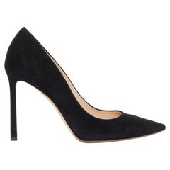 JIMMY CHOO Romy 100 classic black calf suede pointed toe stiletto pumps EU36 US6