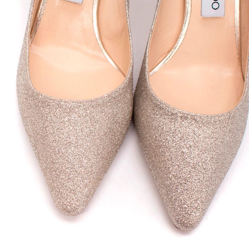 Women's Jimmy Choo Romy 60 Dusty Glitter Point Toe Kitten Heeled Pumps For Sale
