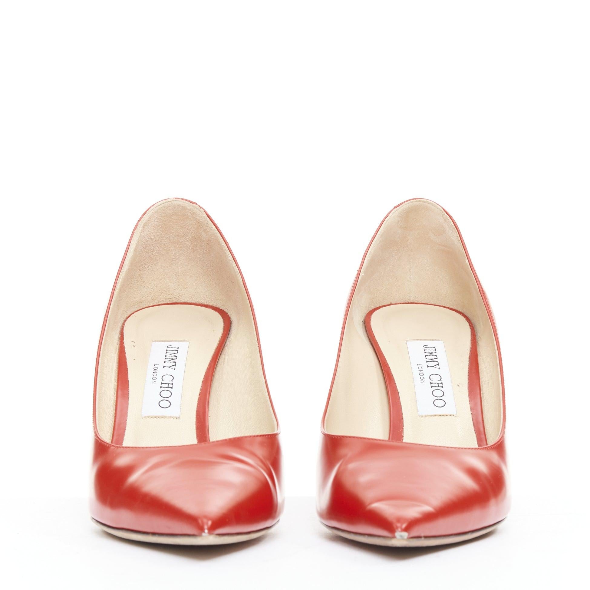 Orange JIMMY CHOO Romi 85 escarpins à talons aiguilles en cuir rouge EU39.5 en vente