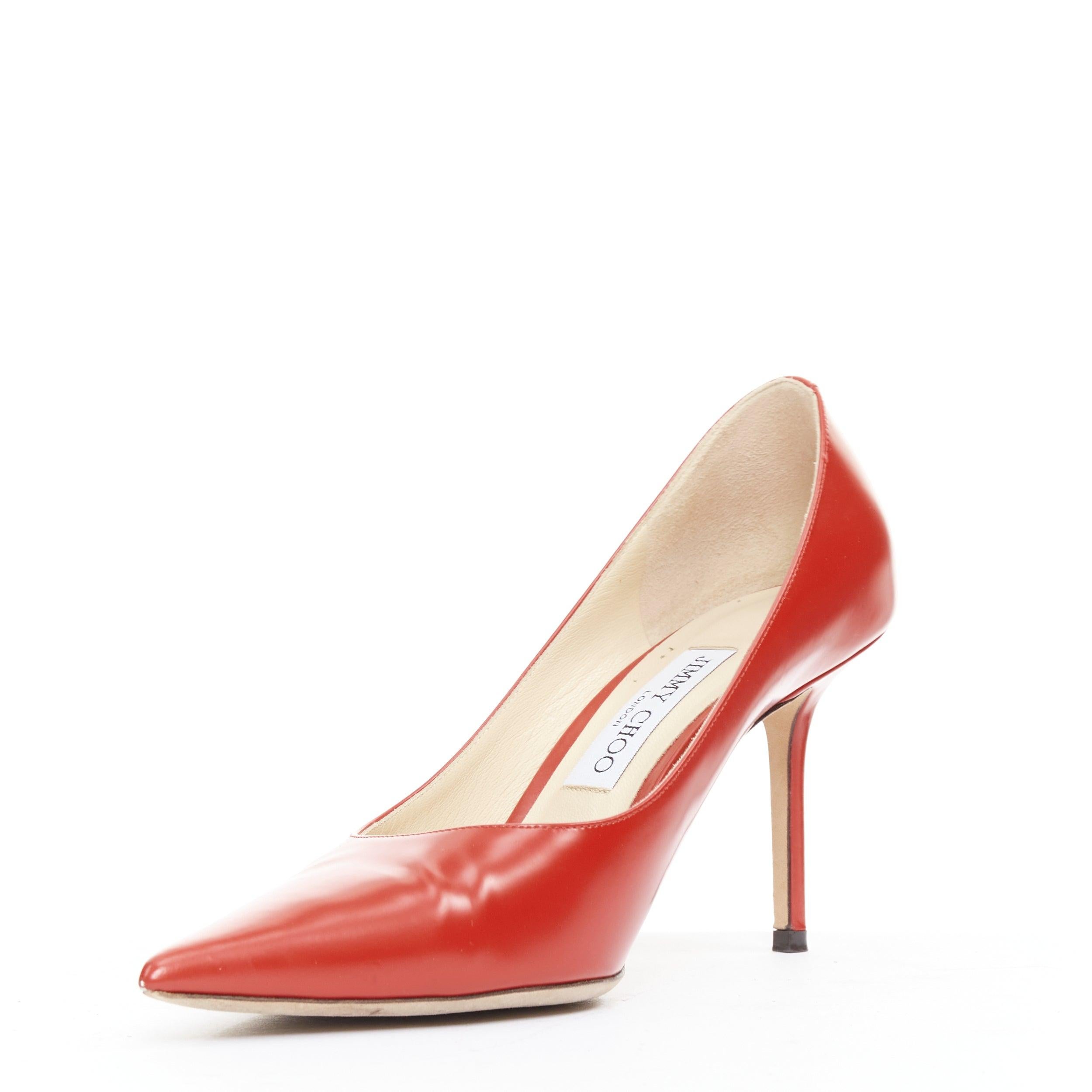 JIMMY CHOO Romi 85 escarpins à talons aiguilles en cuir rouge EU39.5 Bon état - En vente à Hong Kong, NT