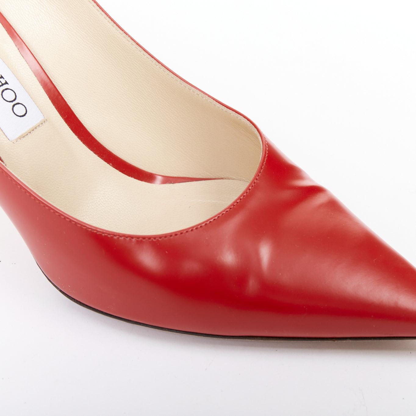 JIMMY CHOO Romi 85 escarpins à talons aiguilles en cuir rouge EU39.5 en vente 2