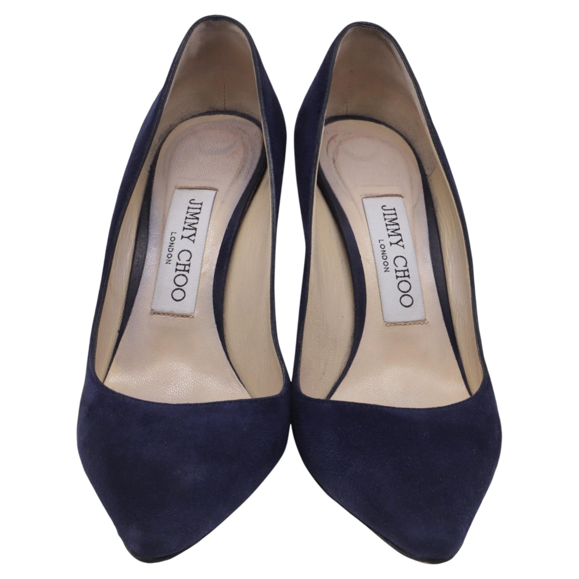 Jimmy Choo Romy Pumps in Navy Blue Suede