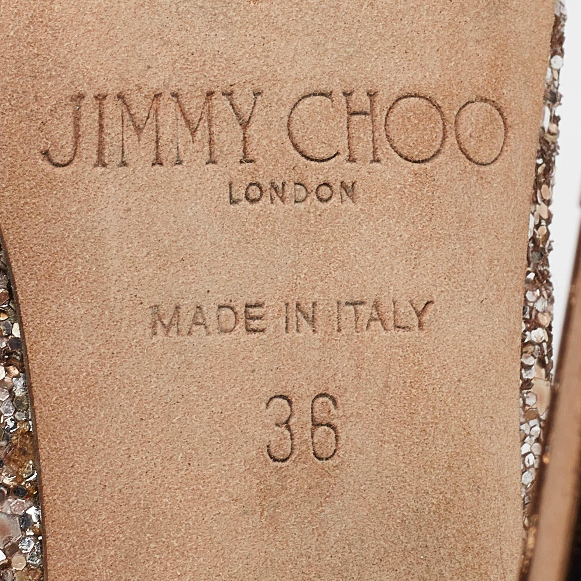 Jimmy Choo Rose Gold Coarse Glitter Romy Pumps Size 36 2