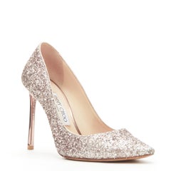 JIMMY CHOO rose gold course glitter covered metal heel pigalle pump EU36