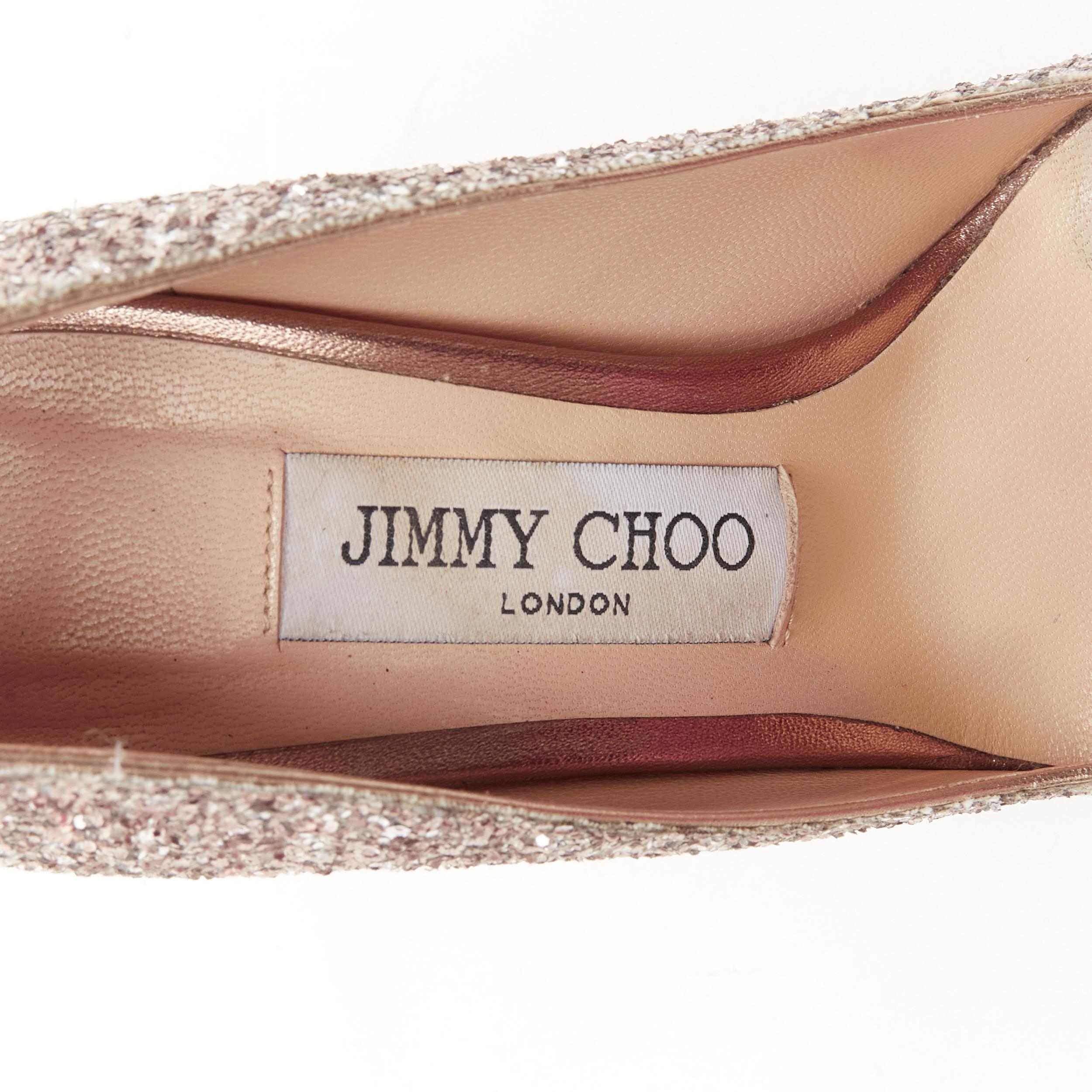 JIMMY CHOO rose gold course glitter covered metal heel pigalle pump EU36 1