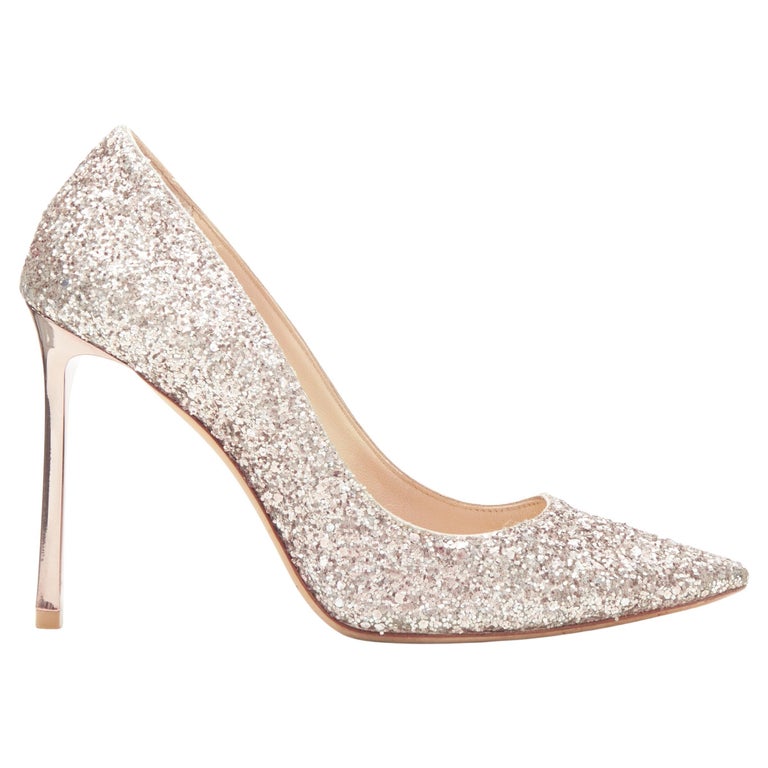 JIMMY CHOO rose gold course glitter covered metal heel pigalle pump EU36 at  1stDibs