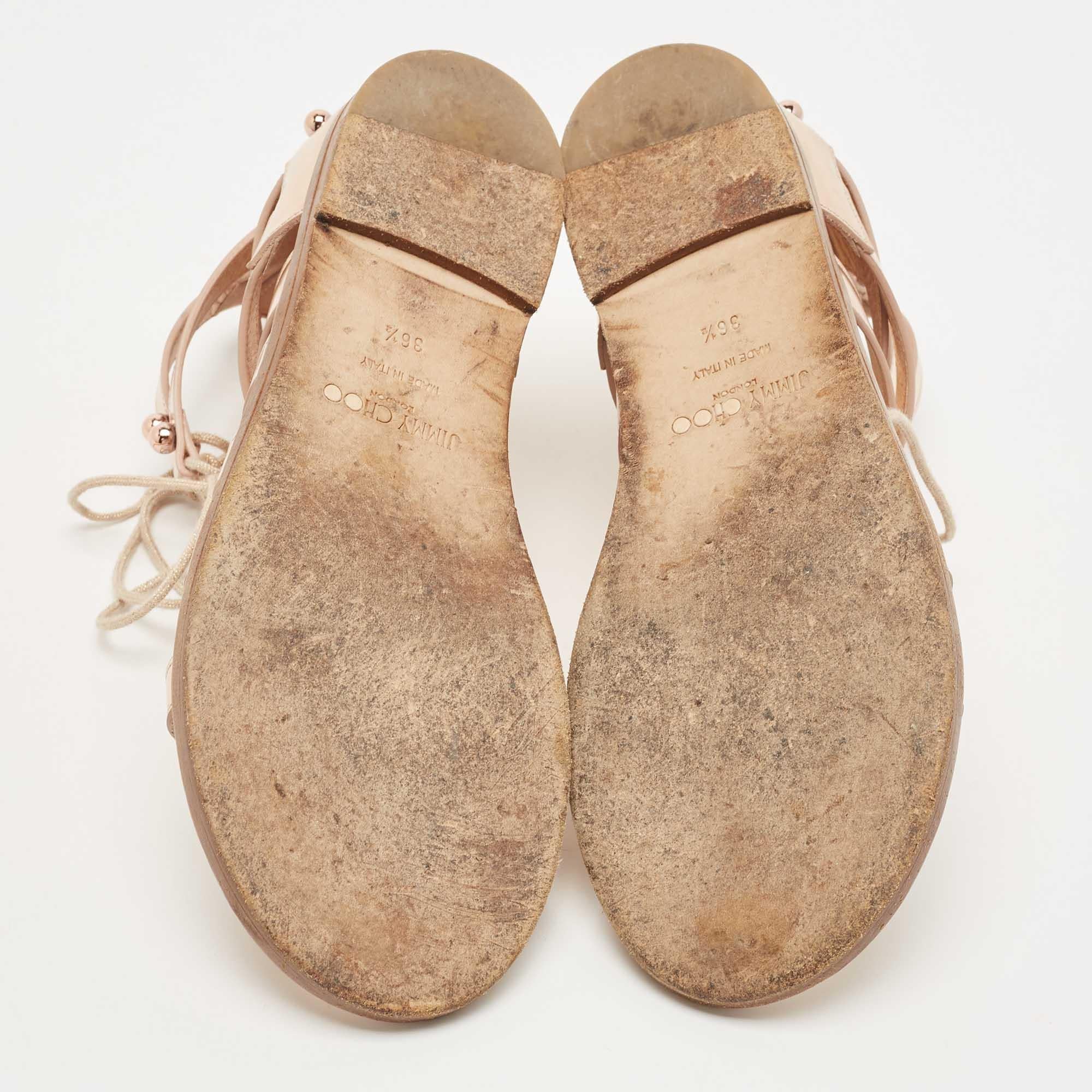 Jimmy Choo Rose Gold Leather Gigi Sandals Size 36.5 For Sale 2