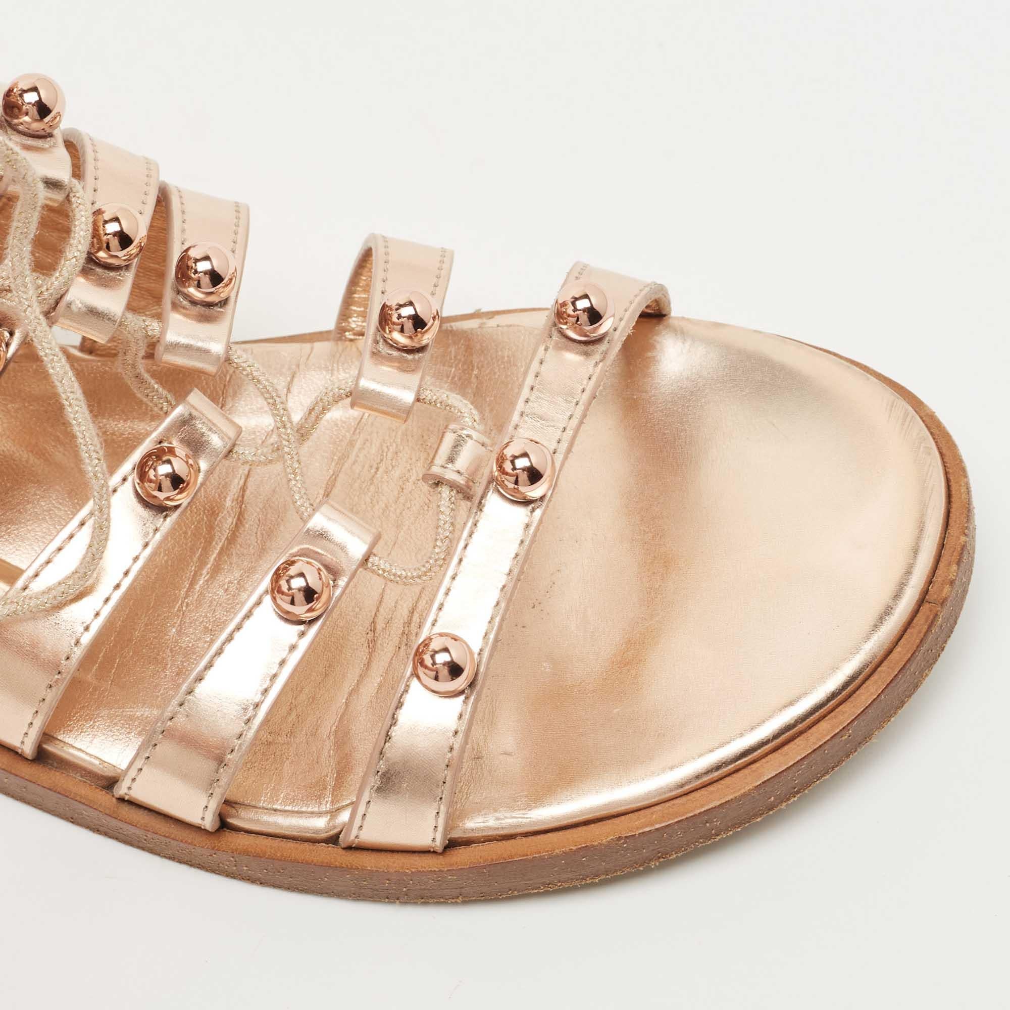 Jimmy Choo Rose Gold Leather Gigi Sandals Size 36.5 For Sale 3