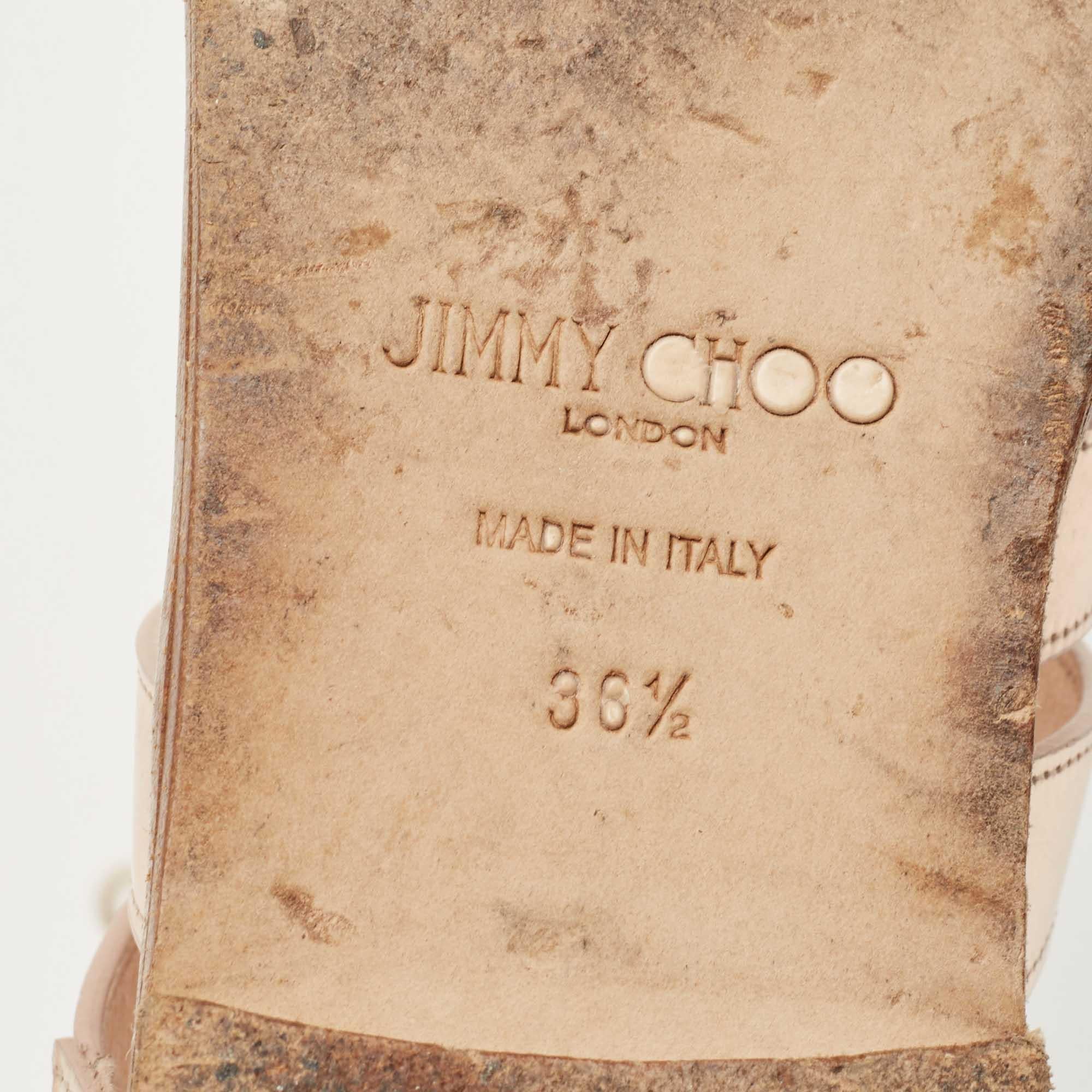 Jimmy Choo Rose Gold Leather Gigi Sandals Size 36.5 For Sale 4
