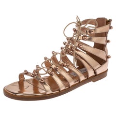 Jimmy Choo Rose Gold Leather Gigi Sandals Size 37.5