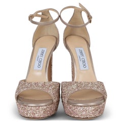 JIMMY CHOO Rosewood MAX 150 GLITTER PLATFORM Sandals Shoes 37.5