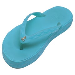 Jimmy Choo Sandali Scivoli Infradito Blu DIAMOND Perizoma Gomma Logo Piattaforma 38