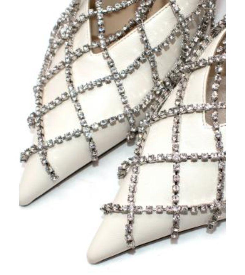 Jimmy Choo Scotty 110 Latte Nappa Mules with Crystal Chains For Sale 1