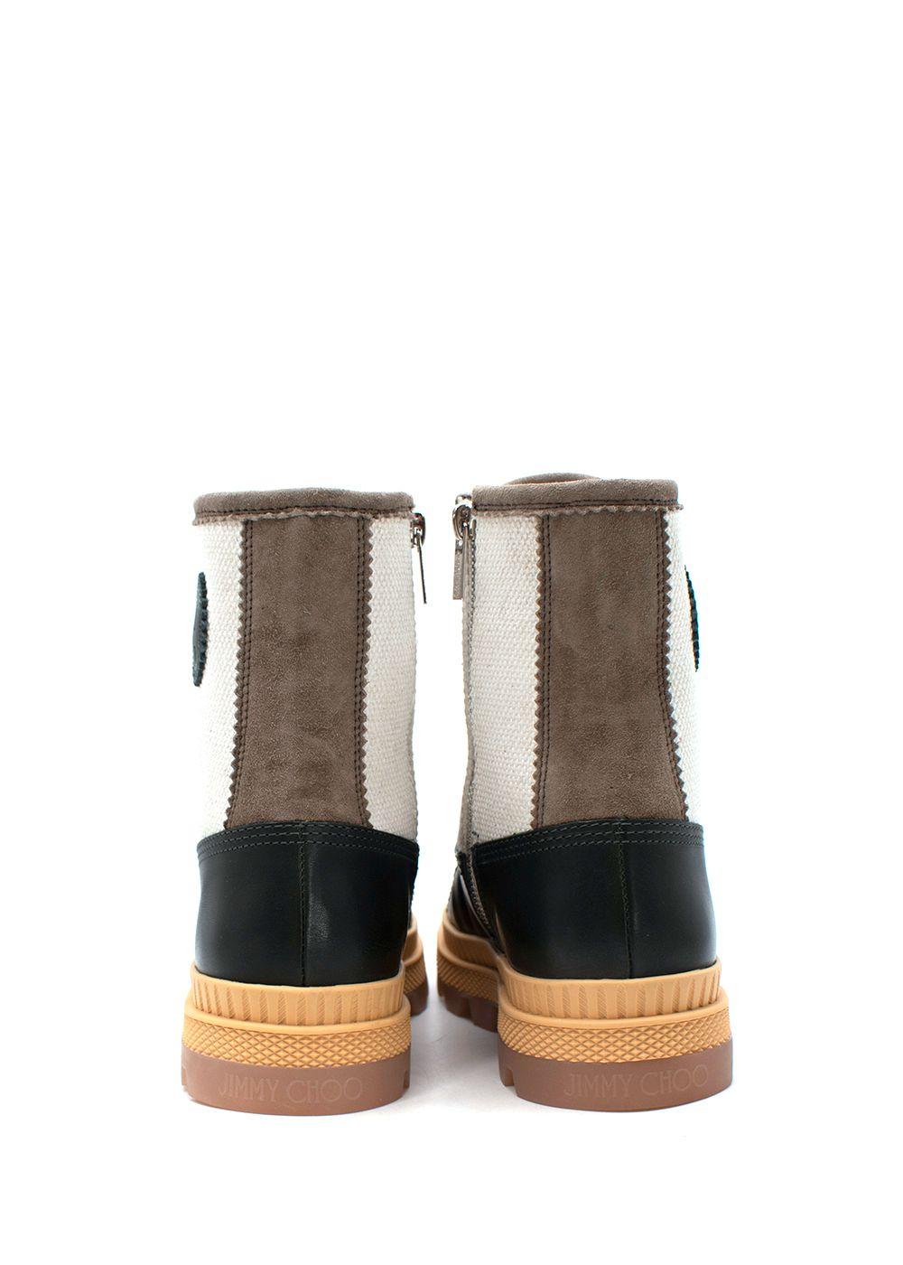 Jimmy Choo Meergrüne Oskar-Stiefel aus Leder und Segeltuch - Größe 39 im Angebot 5
