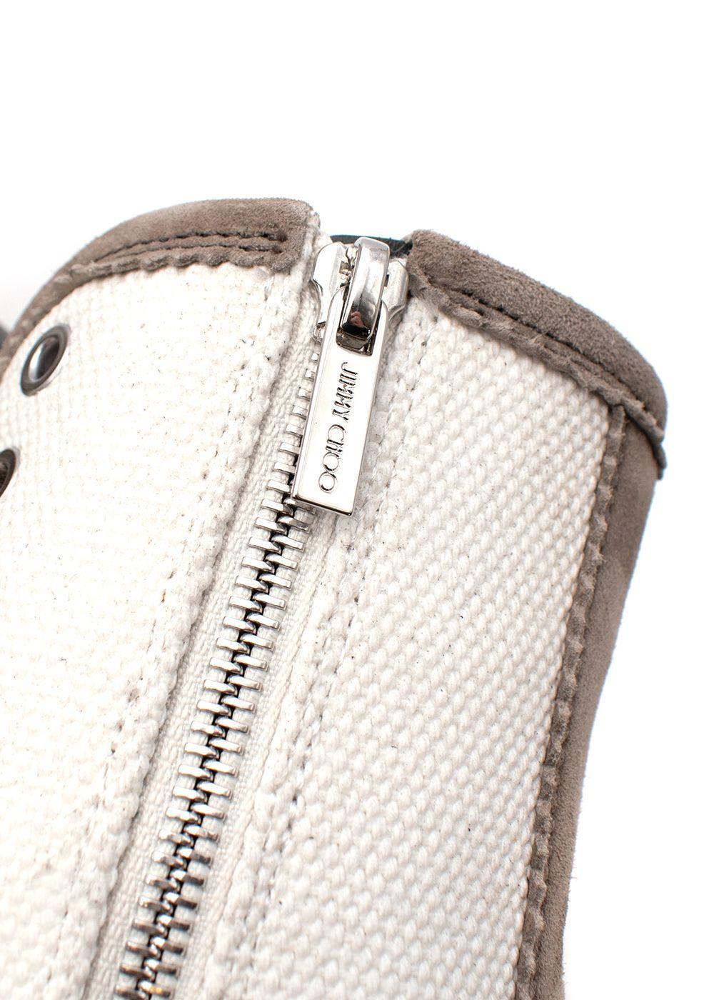 Jimmy Choo Meergrüne Oskar-Stiefel aus Leder und Segeltuch - Größe 39 im Angebot 1
