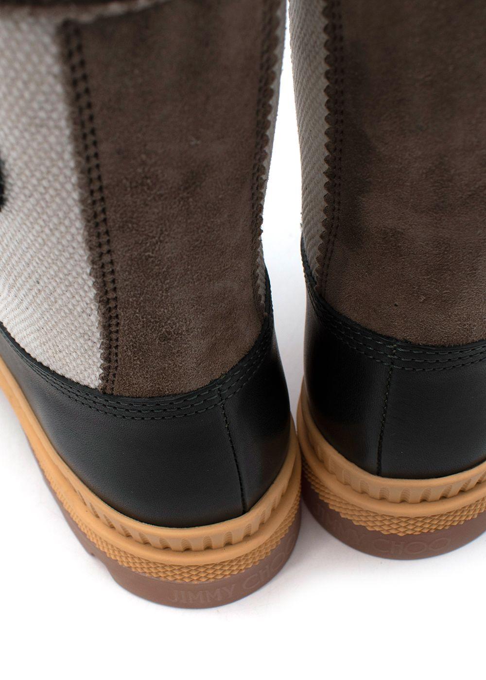 Jimmy Choo Meergrüne Oskar-Stiefel aus Leder und Segeltuch - Größe 39 im Angebot 2