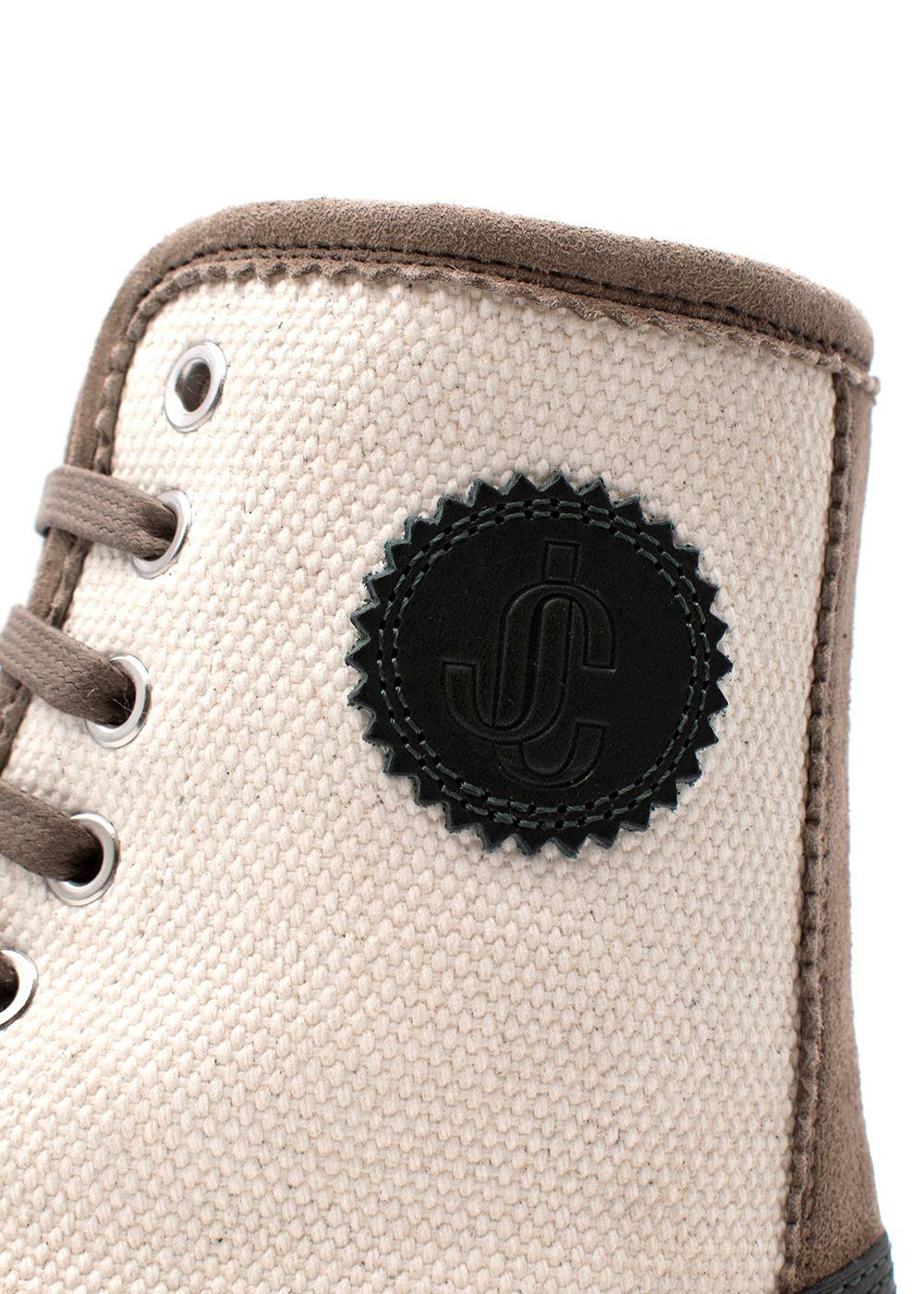 Jimmy Choo Meergrüne Oskar-Stiefel aus Leder und Segeltuch - Größe 39 im Angebot 4