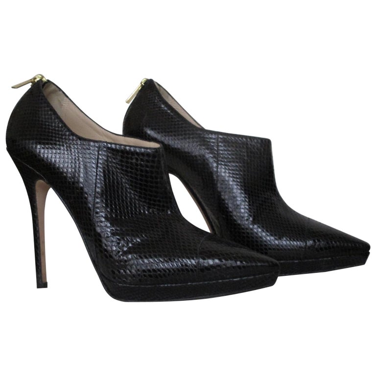 Jimmy Choo Sexy Stiletto Black Python Ankle Boots -us 8 For Sale at 1stDibs