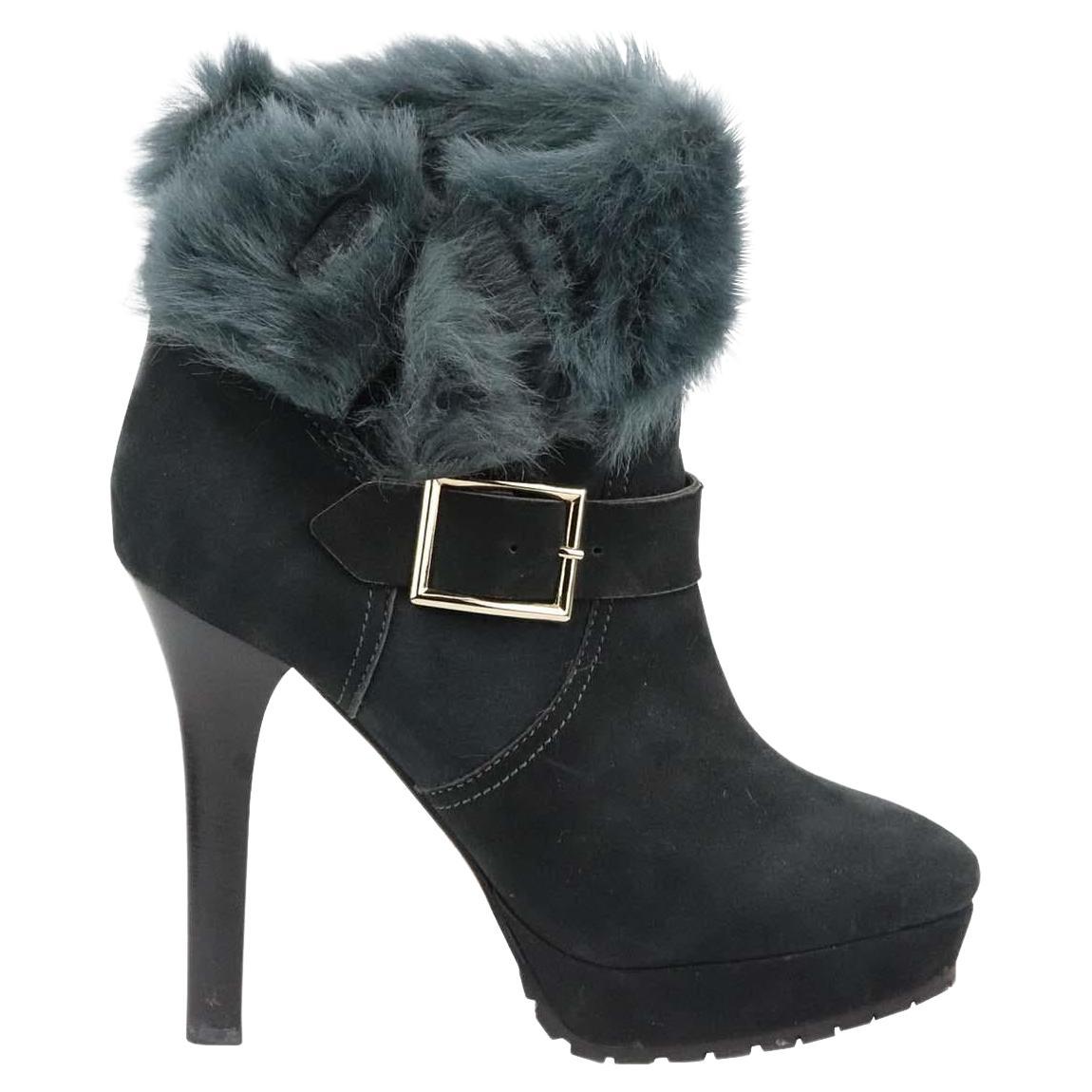 Jimmy Choo Shearling Lined Suede Platform Boots EU 40 UK 7 US 10 