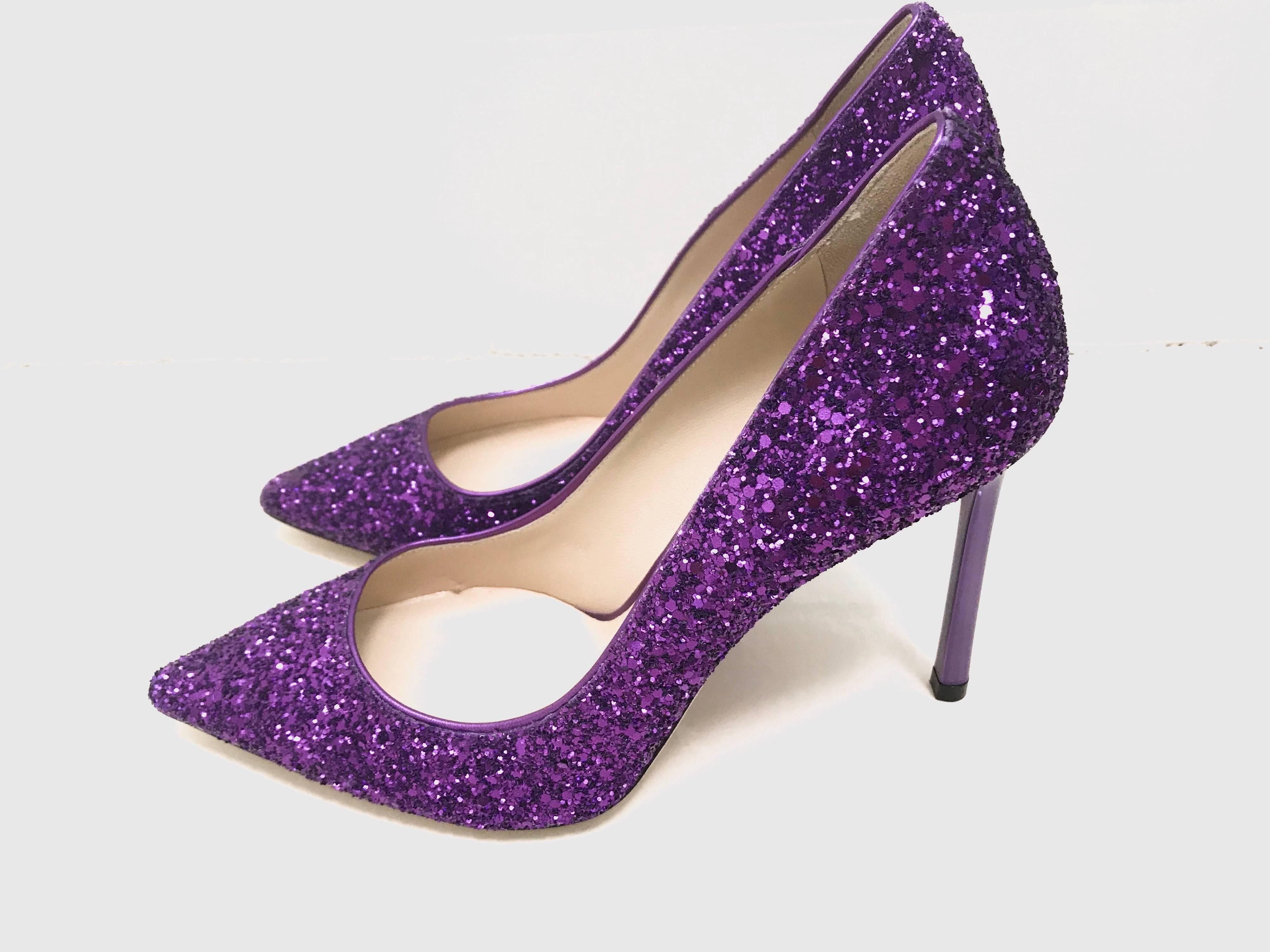 Purple Jimmy Choo Shoes Decoltè Glitter Violet  2017