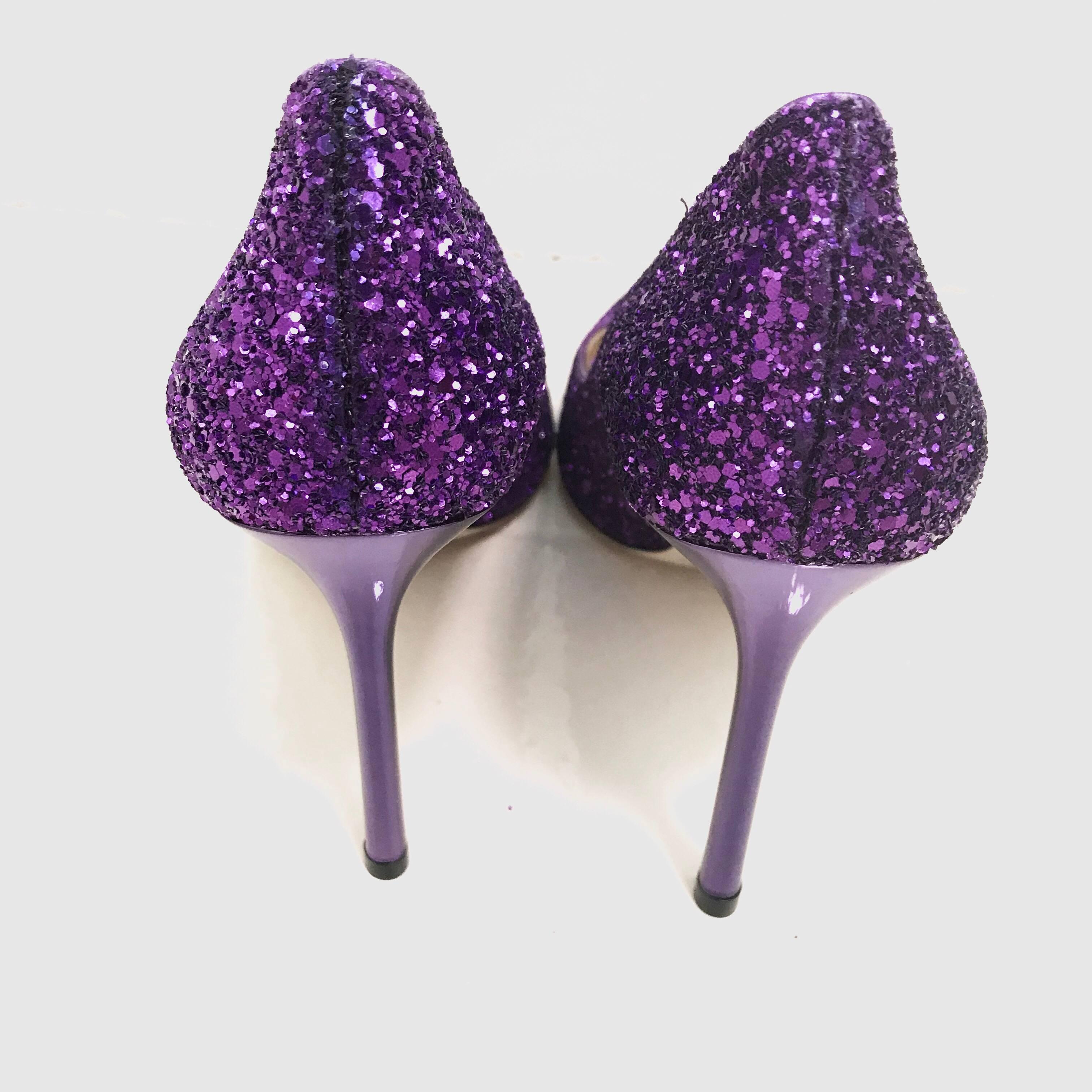 Jimmy Choo Shoes Decoltè Glitter Violet  2017 In New Condition In Lombardia, IT
