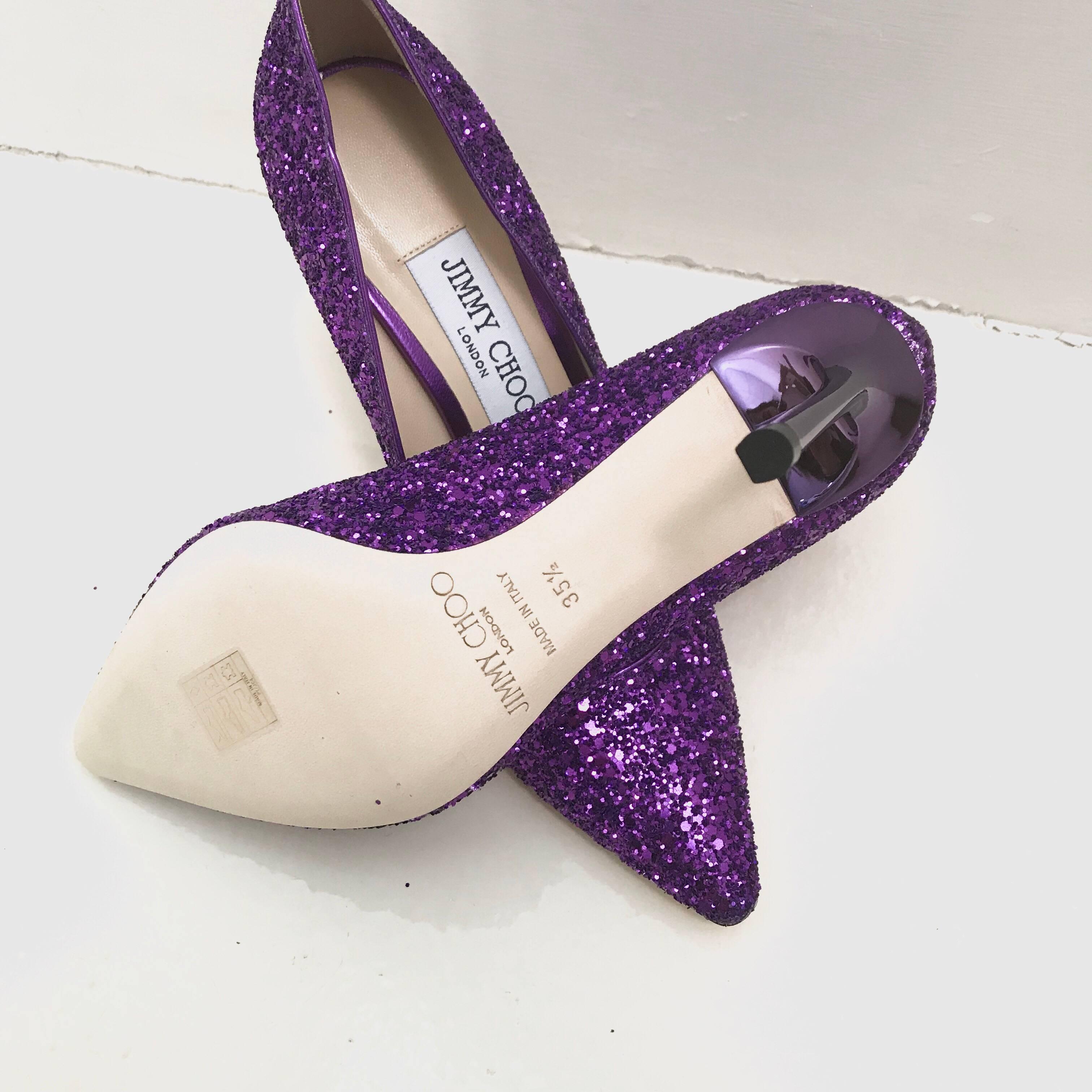 Women's Jimmy Choo Shoes Decoltè Glitter Violet  2017