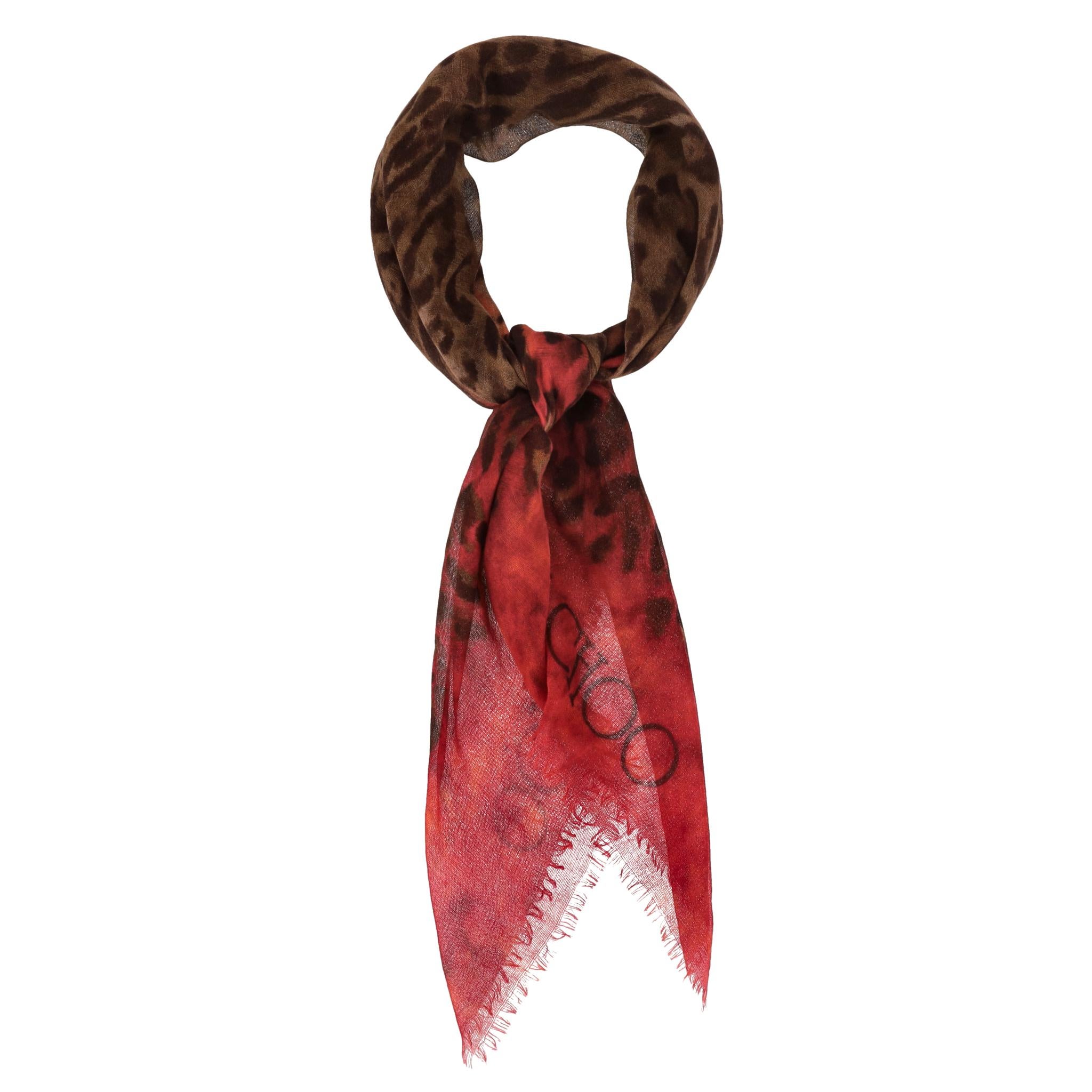 Marrone Sciarpa con stampa leopardo in misto seta e cashmere Jimmy Choo in vendita
