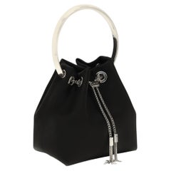 Jimmy Choo Silk Drawstring Bucket Bag — Black