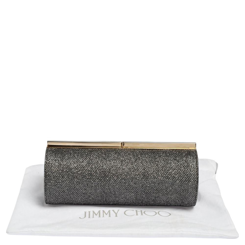 Jimmy Choo Silver Coarse Glitter Trinket Degrade Clutch 7
