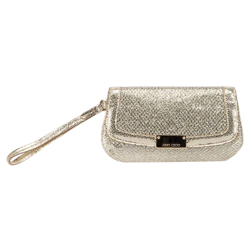 Jimmy Choo Silver Glitter Clutch Bag