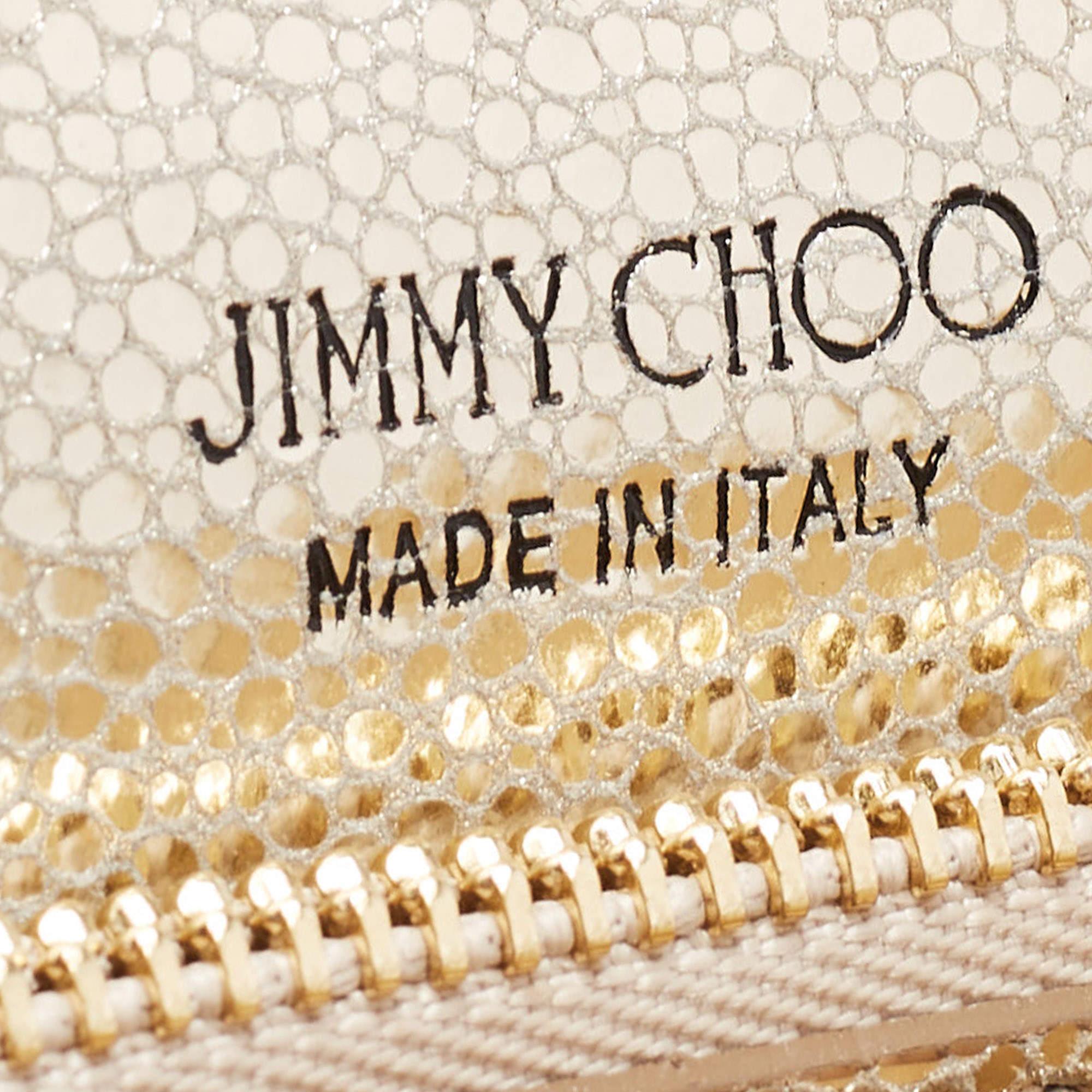 Jimmy Choo Silver Glitter Fabric Milla Chain Clutch 6
