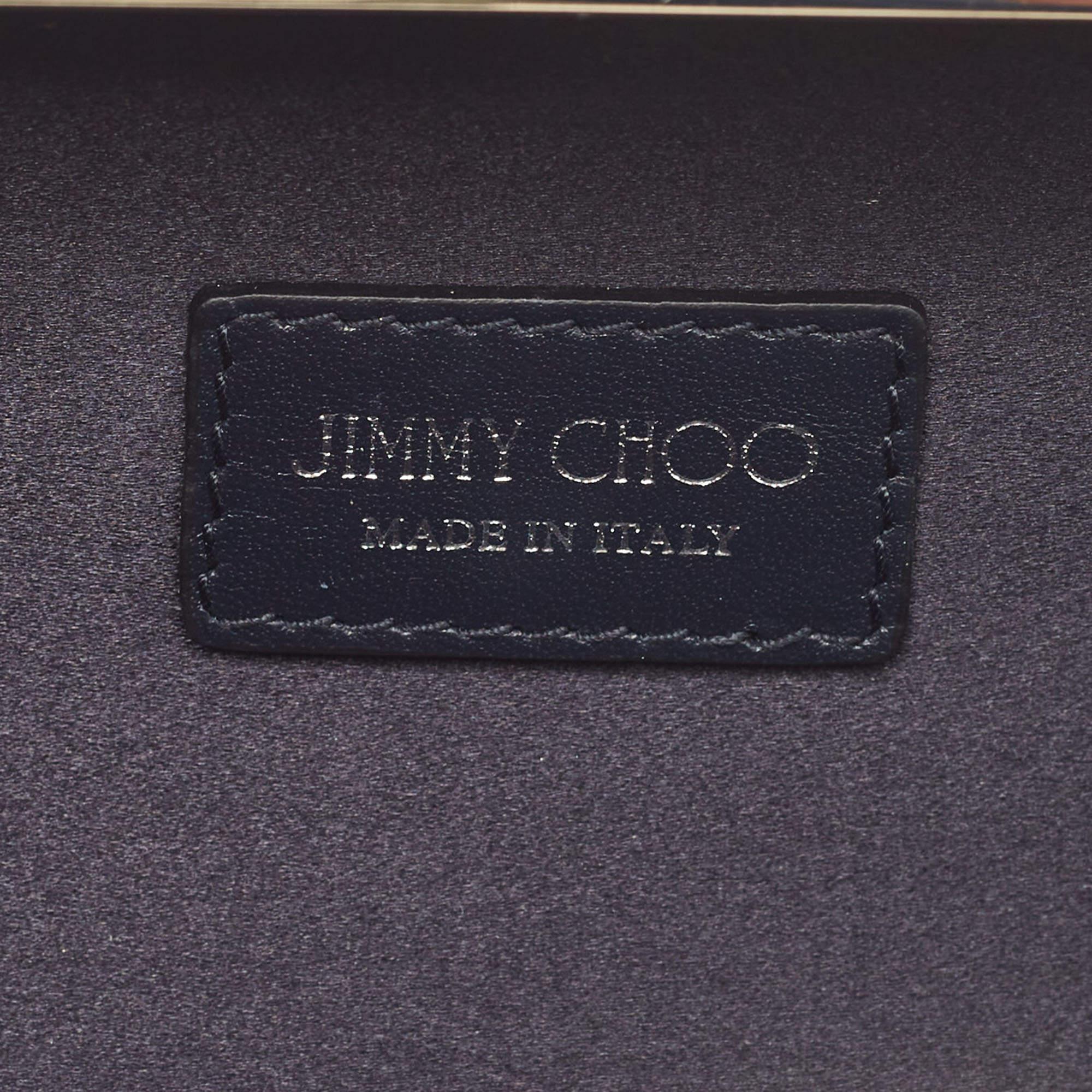Jimmy Choo Silver Glitter Fabric Twill Tube Clutch 4