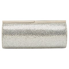 Jimmy Choo Silber Glitter Stoff Twill Tube Clutch