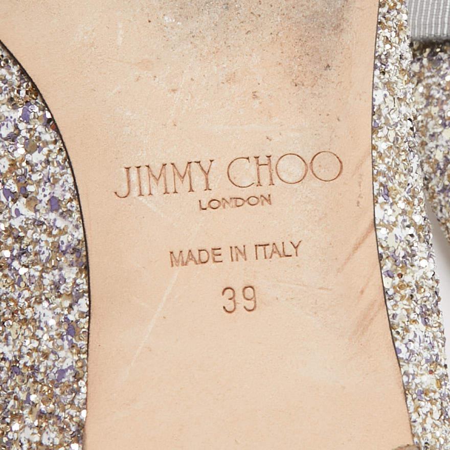 Women's Jimmy Choo Silver Glitter Gala Ballet Flats Size 39