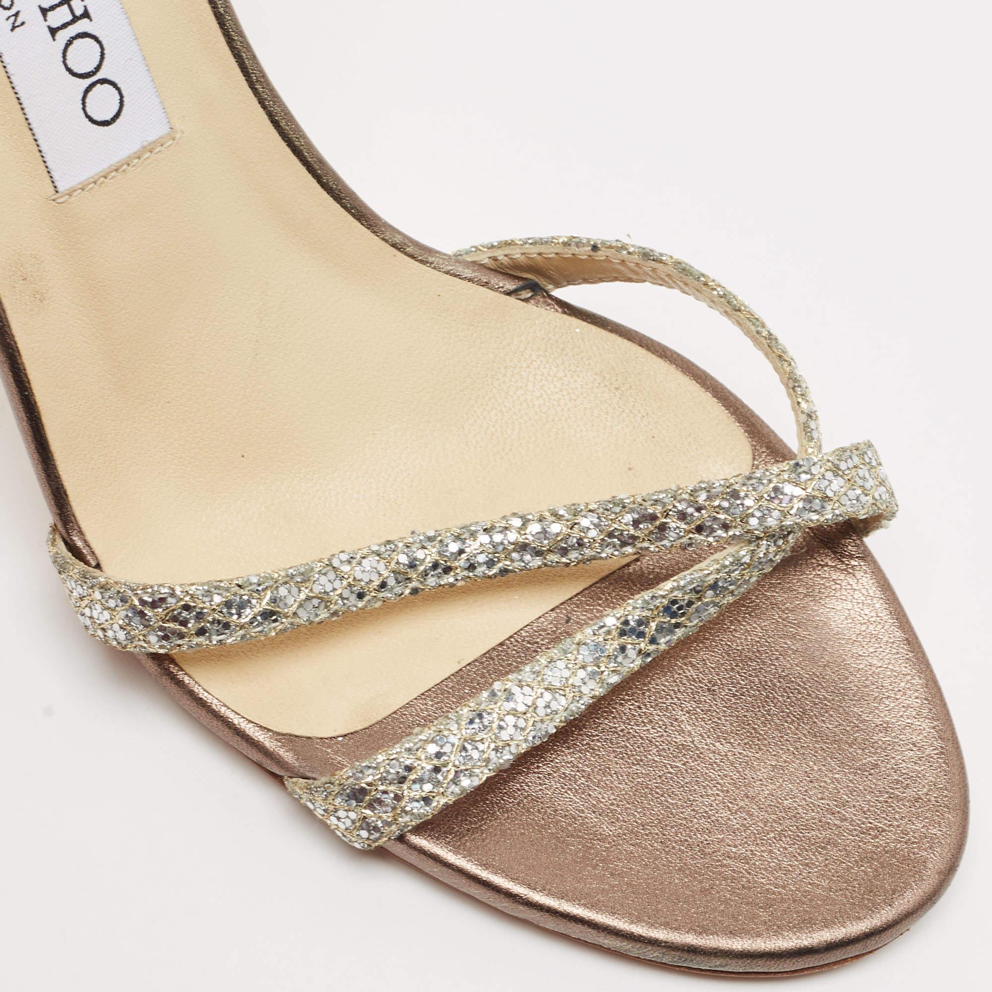 Jimmy Choo Silver Glitter India Slingback Sandals Size 38.5 2