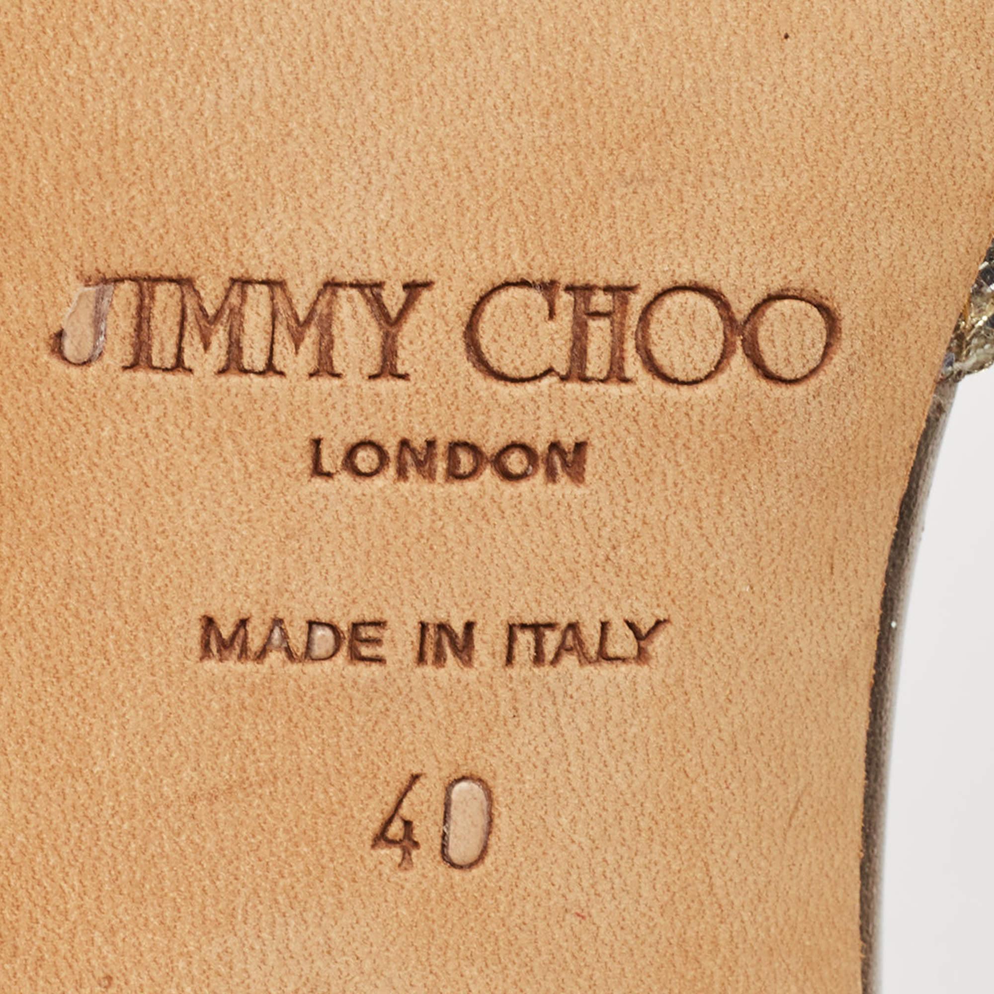 Jimmy Choo Silver Glitter Logan Pumps Size 40 For Sale 3