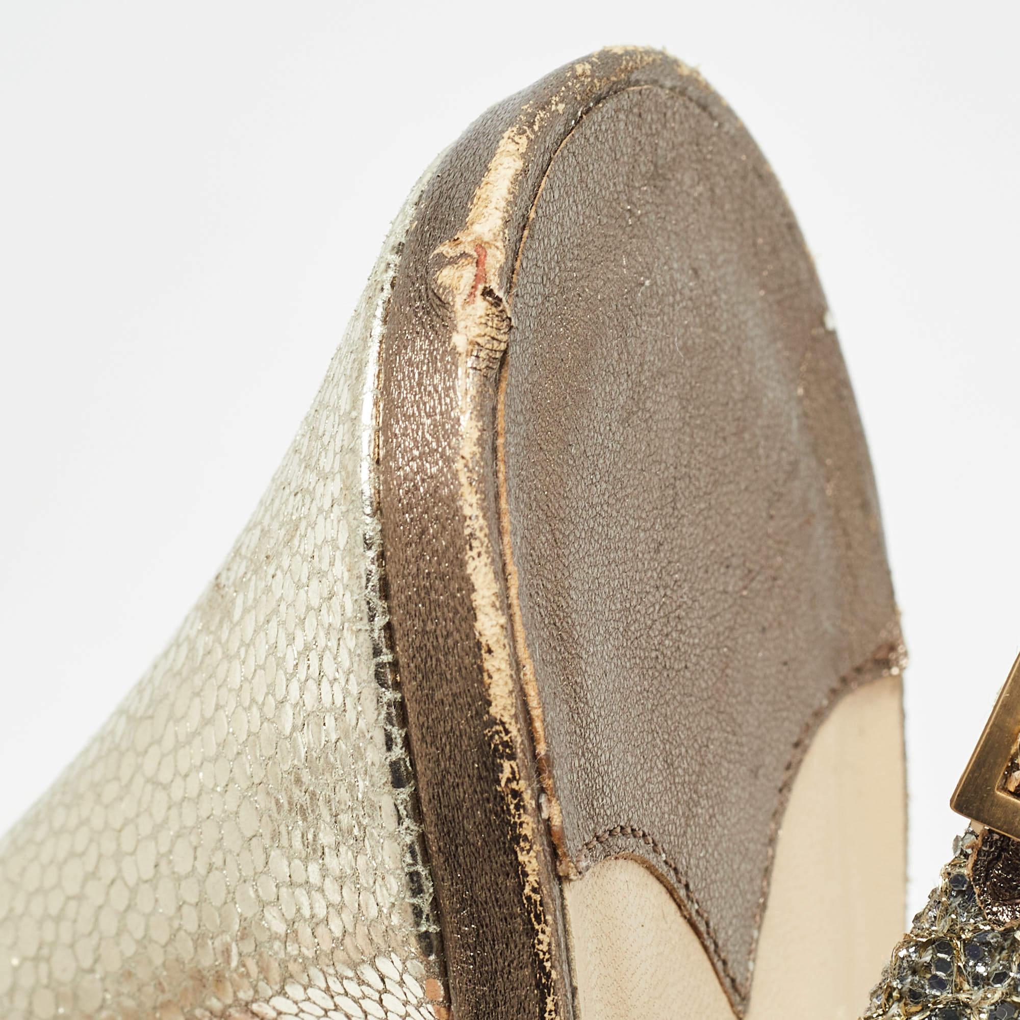 Jimmy Choo Silver Glitter Nova Slingblack Pumps Size 42 3