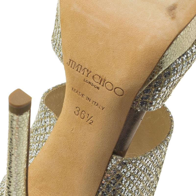 Jimmy Choo Silver Glitter Private Platform Sandals Size 36.5 1