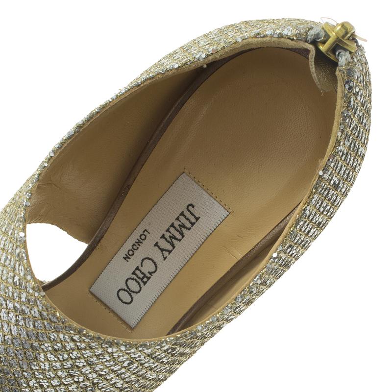 Jimmy Choo Silver Glitter Private Platform Sandals Size 36.5 2