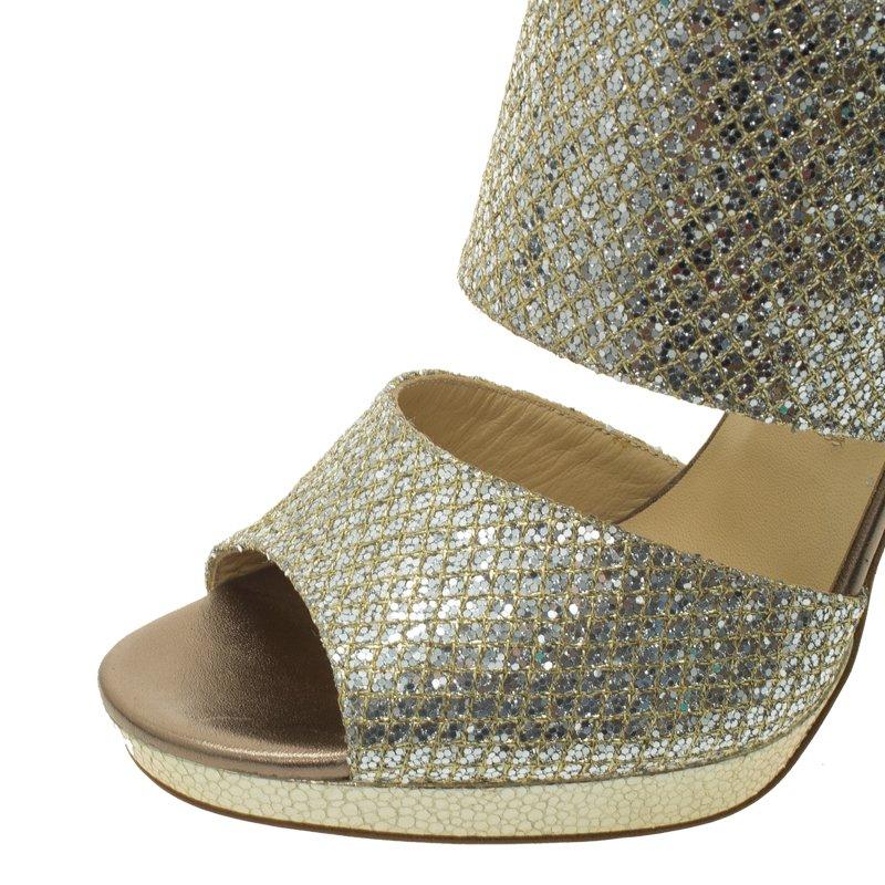 Jimmy Choo Silver Glitter Private Platform Sandals Size 36.5 3