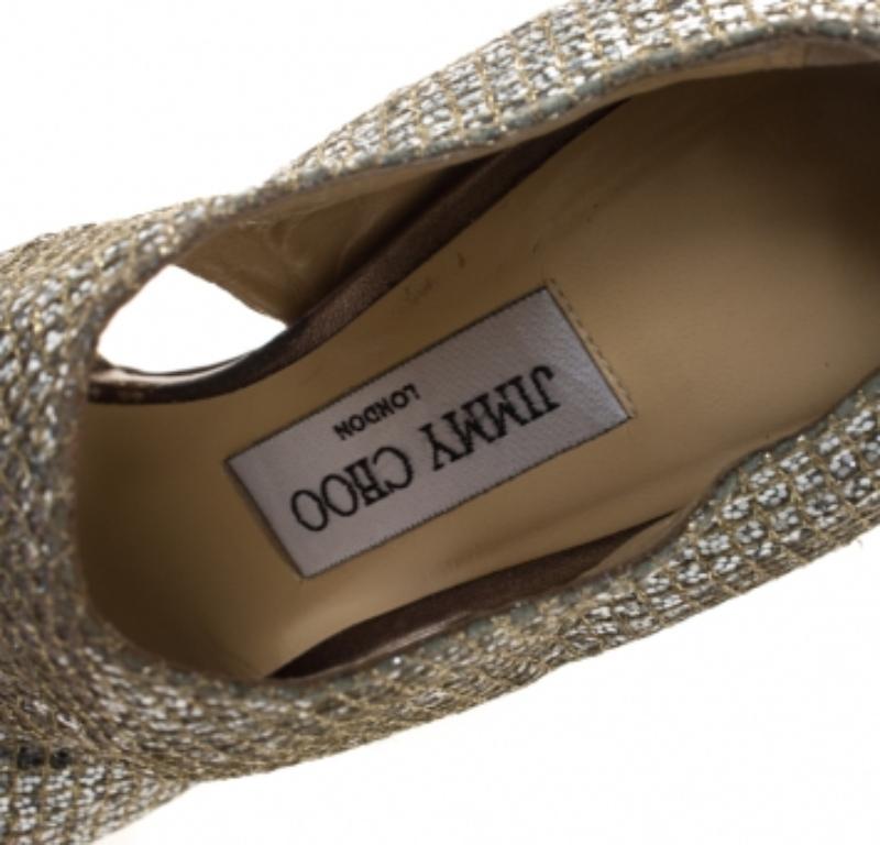 Jimmy Choo - Sandales à plateforme privées et paillettes argentées, taille 37 en vente 1