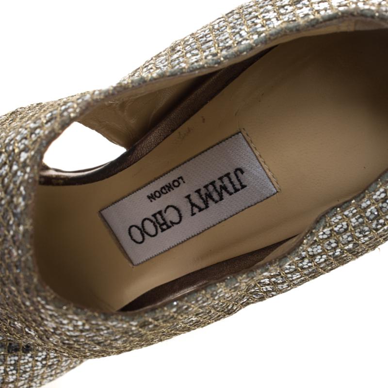 Jimmy Choo Silver Glitter Private Platform Sandals Size 37 2